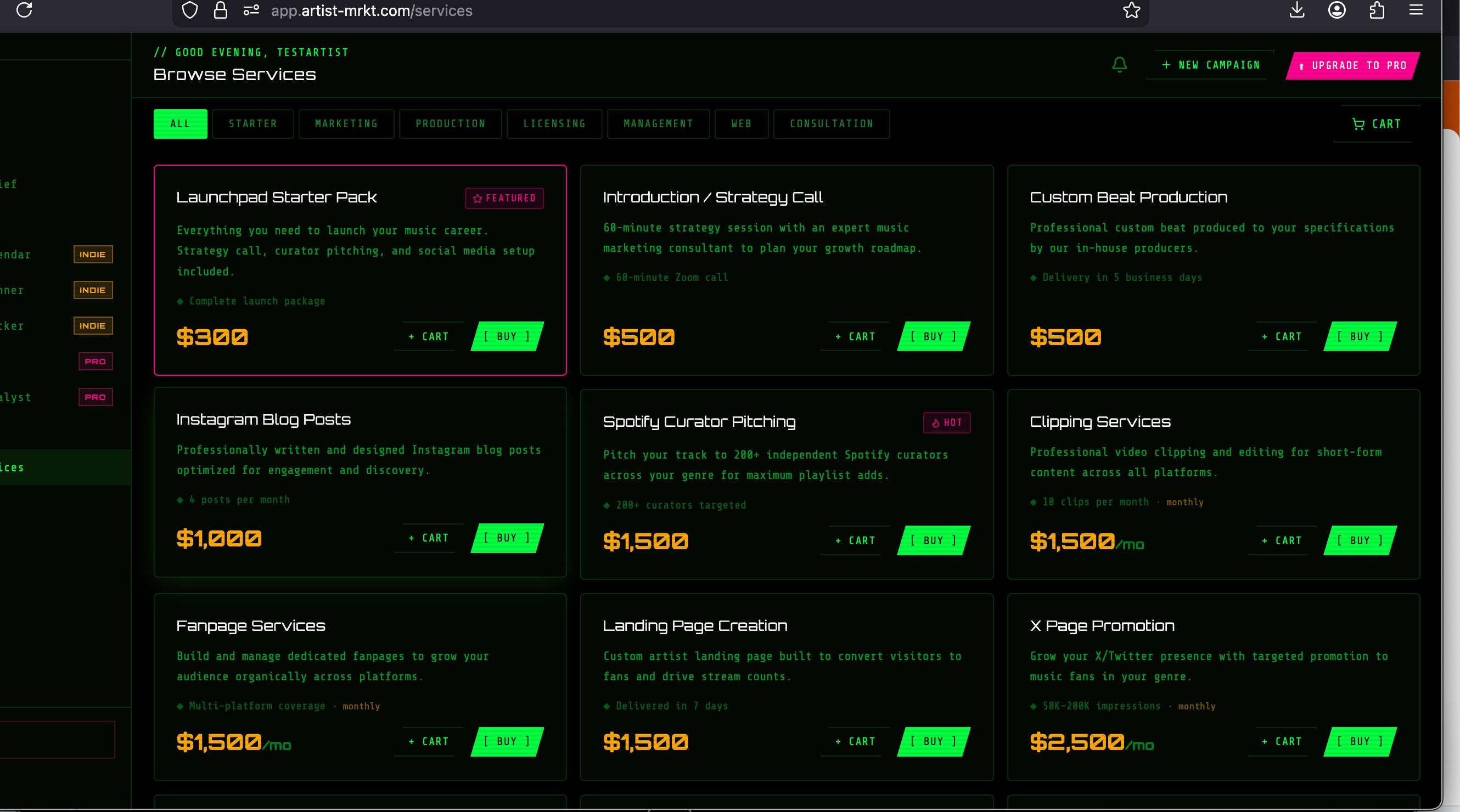 Browse Services marketplace app screenshot